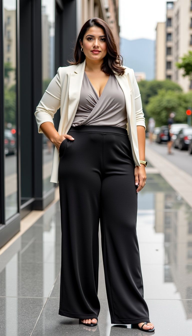 la modelo mide 1.68 m, pesa 80 Kg y lleva una talla XL